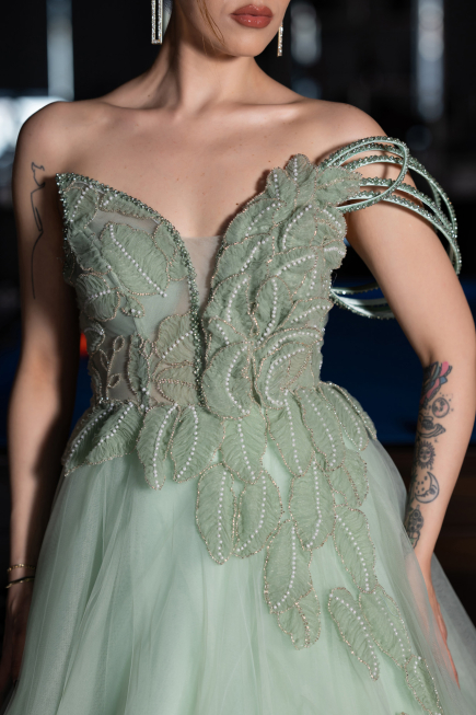 Robe de Soirée Longue Menthe ABU6113