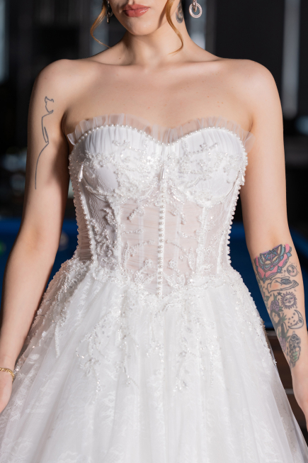Robes de Mariage Longue Dantelle Blanc ABG193