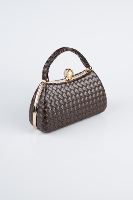 Sac de Soirée Luxe Cuir Brun KC752