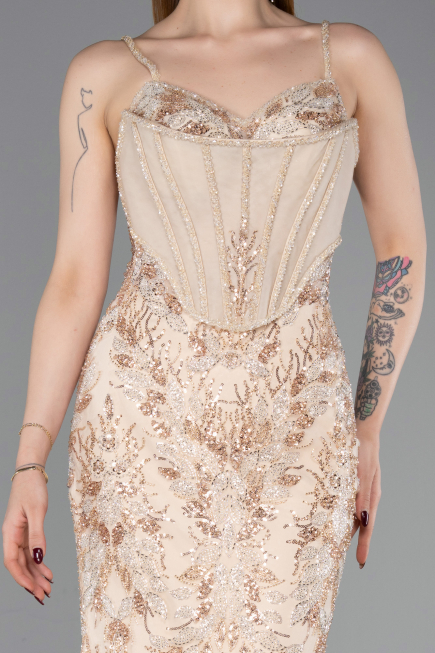 Robe Haute Couture Longue Or ABU6116