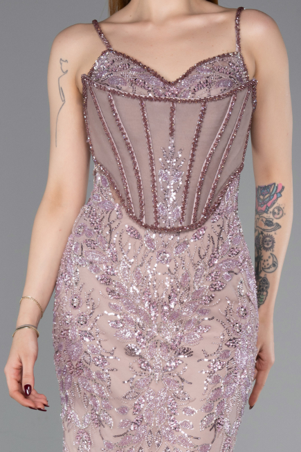 Robe Haute Couture Longue Lavande ABU6116