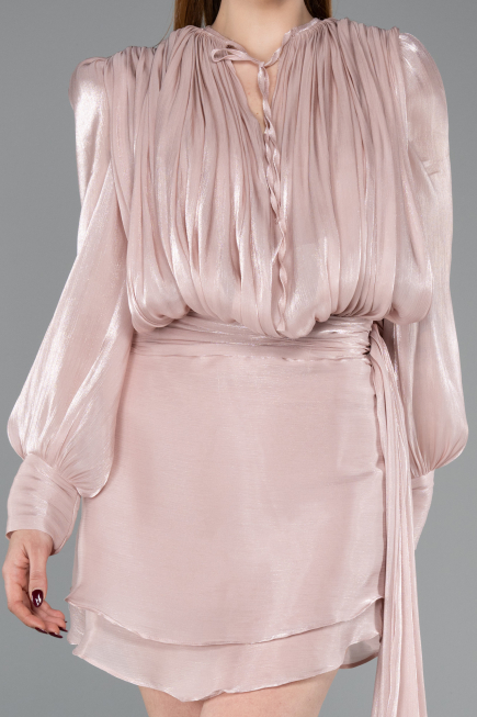 Robe de Cérémonie Mini Mousseline Poudre ABK2617