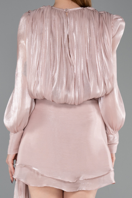 Robe de Cérémonie Mini Mousseline Poudre ABK2617