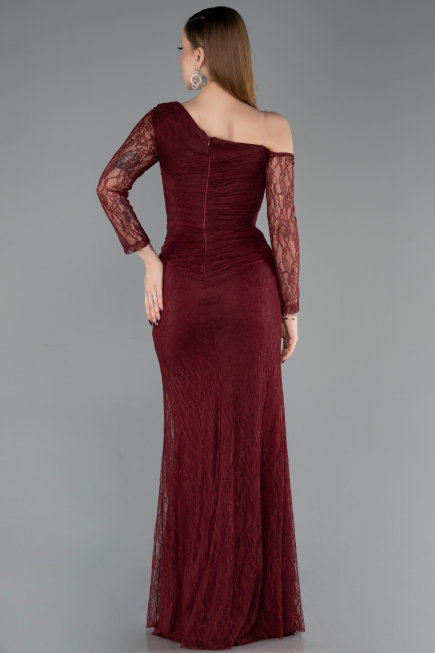 Robe De Soirée Dantelle Longue Rouge Bordeaux ABU5618