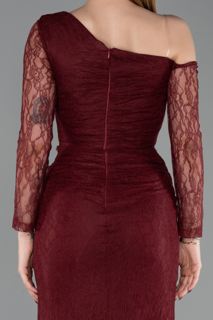 Robe De Soirée Dantelle Longue Rouge Bordeaux ABU5618