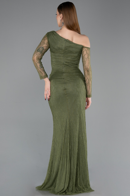 Robe De Soirée Dantelle Longue Kaki ABU5618
