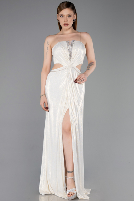 Robe de Soirée Longue Beige ABU6127