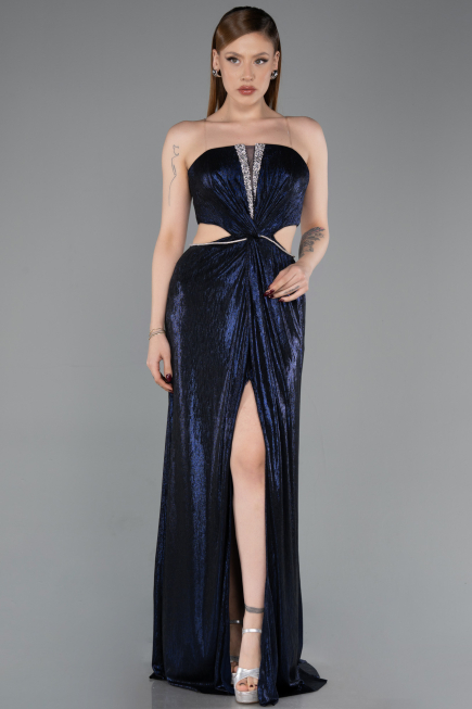 Robe de Soirée Longue Bleu Marine ABU6127
