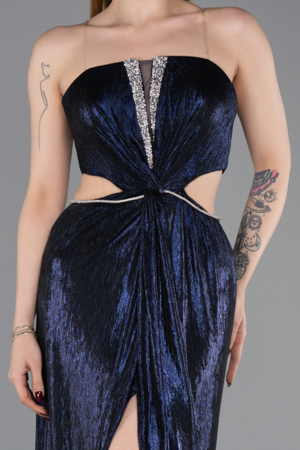 Robe de Soirée Longue Bleu Marine ABU6127