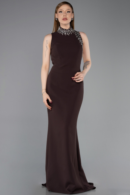 Robe Queue de Poisson Longue Brun ABU6128