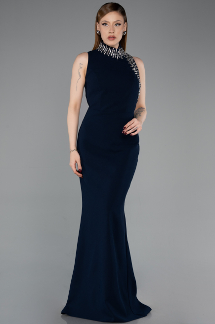 Robe Queue de Poisson Longue Bleu Marine ABU6128