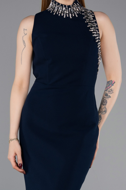 Robe Queue de Poisson Longue Bleu Marine ABU6128