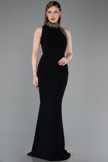 Robe Queue de Poisson Longue Noir ABU6128