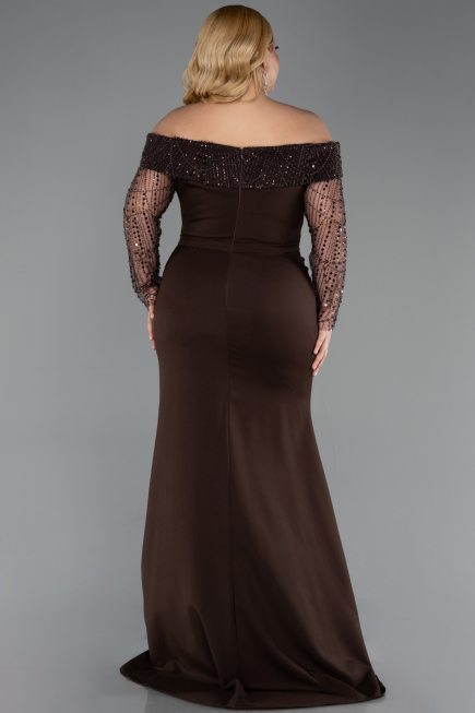 Robe Grande Taille Longue Brun ABU6103