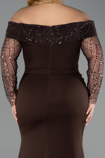 Robe Grande Taille Longue Brun ABU6103