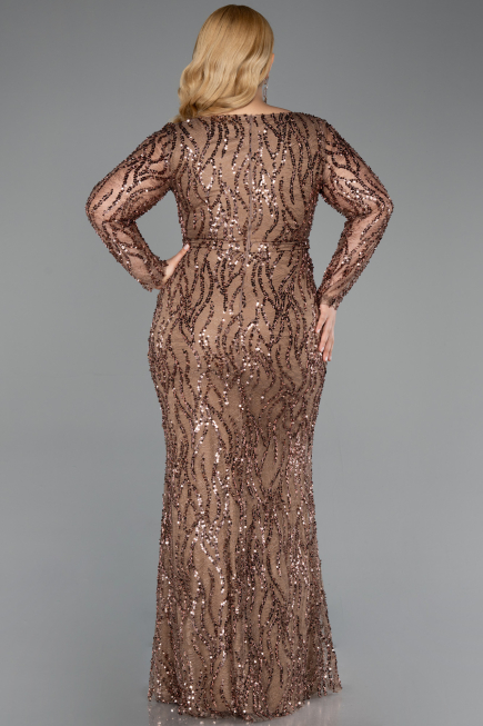 Robe Grande Taille Longue Squameuse Cuivre ABU5937