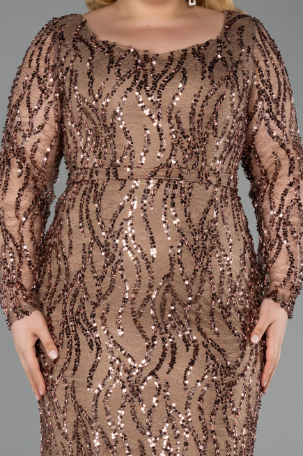Robe Grande Taille Longue Squameuse Cuivre ABU5937