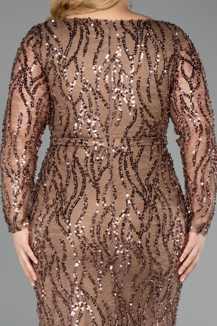 Robe Grande Taille Longue Squameuse Cuivre ABU5937