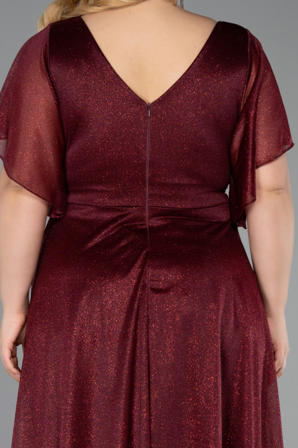 Robe De Invitation Grande Taille Midi Rouge Bordeaux ABK2622