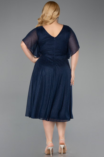 Robe De Invitation Grande Taille Midi Bleu Marine ABK2622