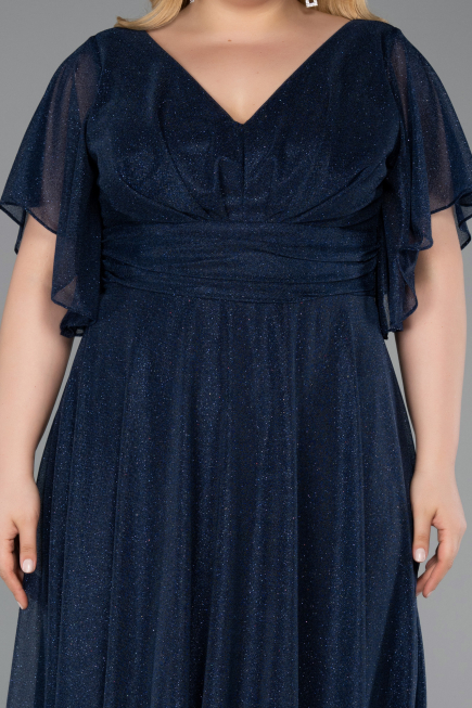 Robe De Invitation Grande Taille Midi Bleu Marine ABK2622