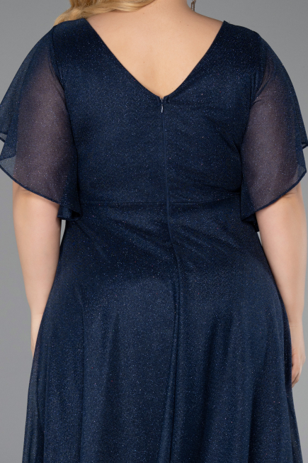 Robe De Invitation Grande Taille Midi Bleu Marine ABK2622