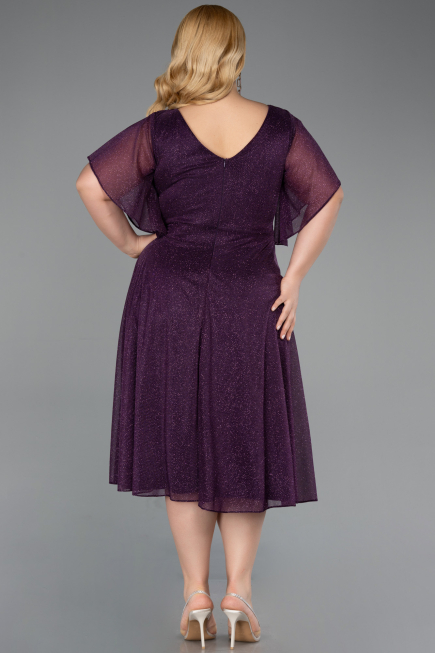 Robe De Invitation Grande Taille Midi Violet ABK2622