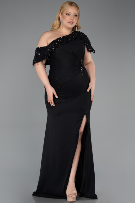 Robe de Soirée Grande Taille Longue Noir ABU6121
