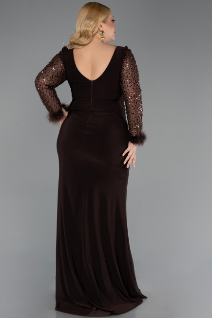 Robe De Soirée Grande Taille Longue Brun ABU2976