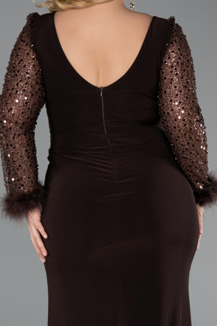 Robe De Soirée Grande Taille Longue Brun ABU2976