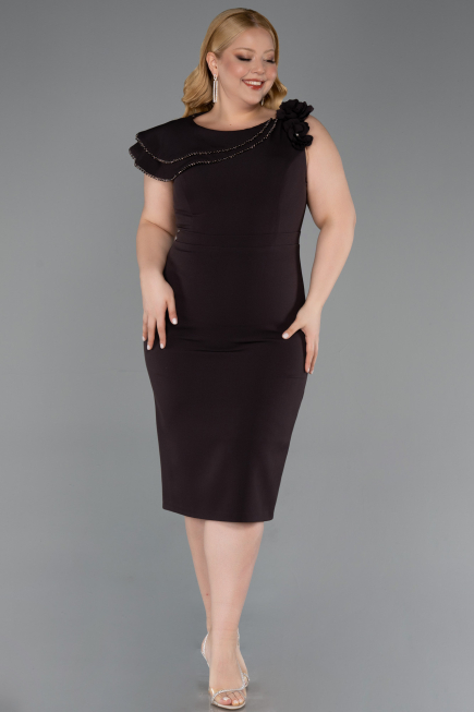 Robe De Invitation Grande Taille Midi Brun ABK2618