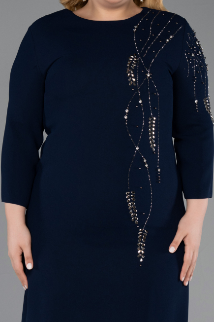 Robe De Invitation Grande Taille Midi Bleu Marine ABK2620