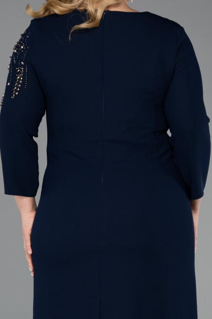 Robe De Invitation Grande Taille Midi Bleu Marine ABK2620