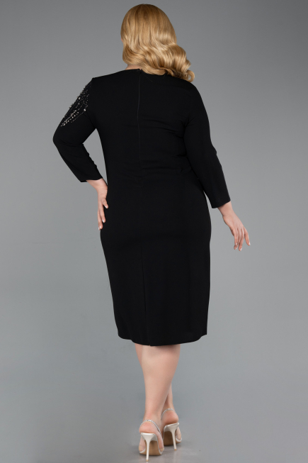 Robe De Invitation Grande Taille Midi Noir ABK2620