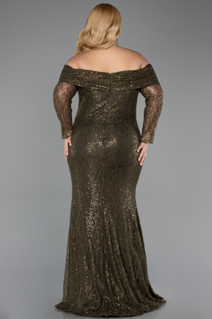 Robe Grande Taille Longue Squameuse Kaki ABU6137