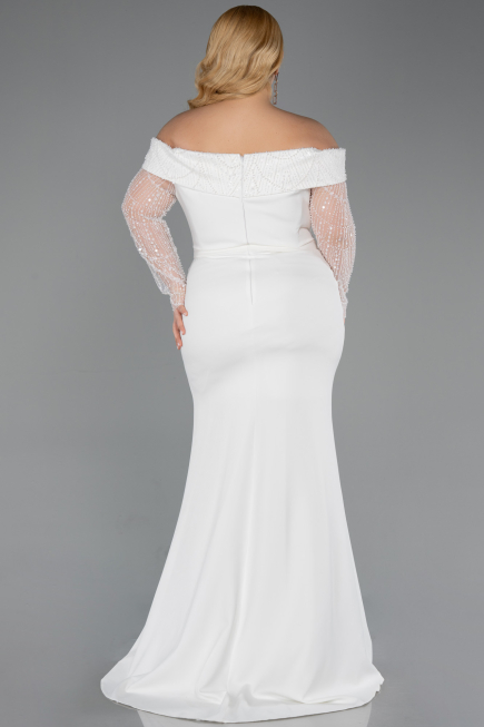 Robe Grande Taille Longue Blanc ABU6103