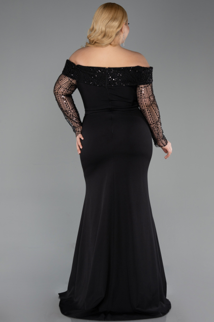 Robe Grande Taille Longue Noir ABU6103