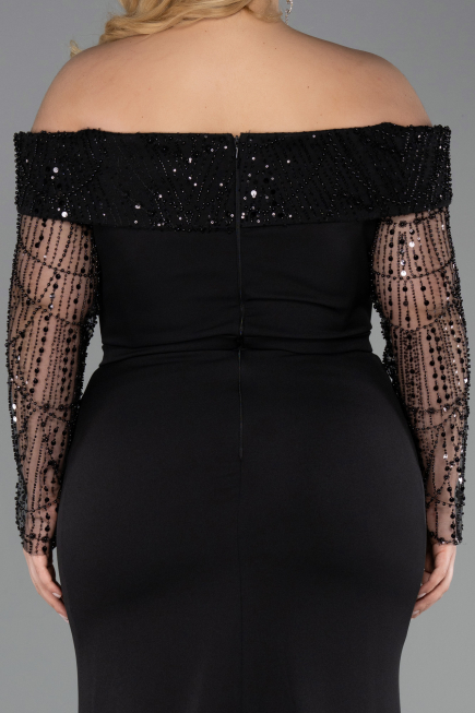 Robe Grande Taille Longue Noir ABU6103