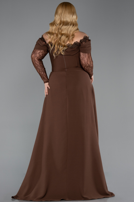 Robe de Soirée Grande Taille Longue Brun ABU6135