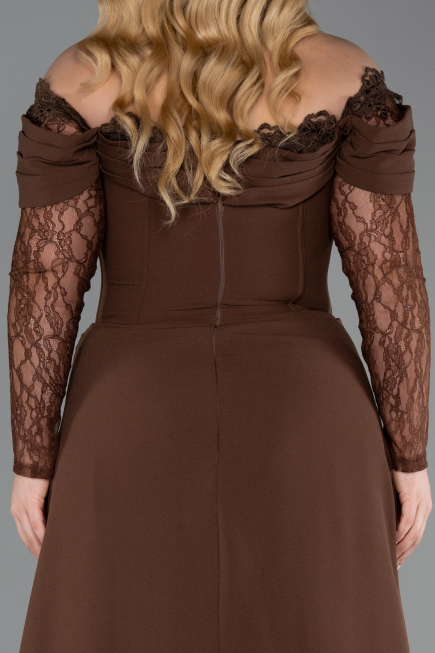 Robe de Soirée Grande Taille Longue Brun ABU6135