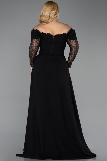 Robe de Soirée Grande Taille Longue Noir ABU6135
