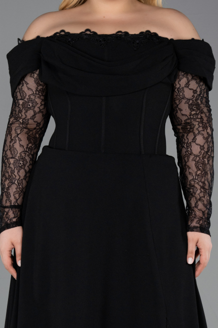 Robe de Soirée Grande Taille Longue Noir ABU6135