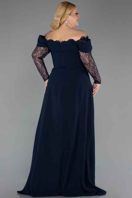 Robe de Soirée Grande Taille Longue Bleu Marine ABU6135