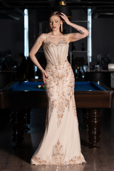 Robe Haute Couture Longue Or ABU6116