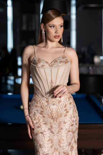 Robe Haute Couture Longue Or ABU6116