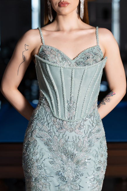 Robe Haute Couture Longue Menthe ABU6116