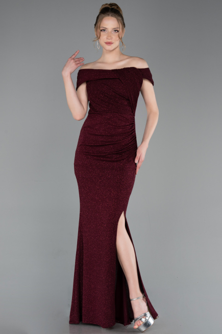 Robe De Soirée Grande Taille Longue Rouge Bordeaux ABU5714