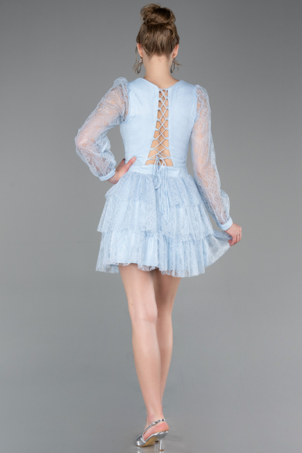 Robe de Cérémonie Courte Dantelle Bleu clair ABK2623