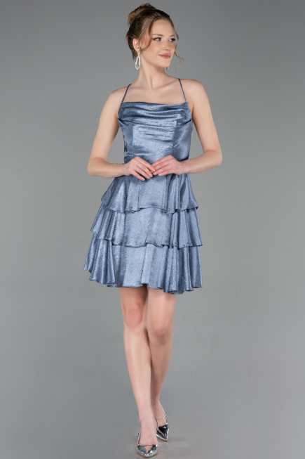 Robe de Cérémonie Courte Satin Indigo ABK2624