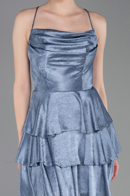 Robe de Cérémonie Courte Satin Indigo ABK2624